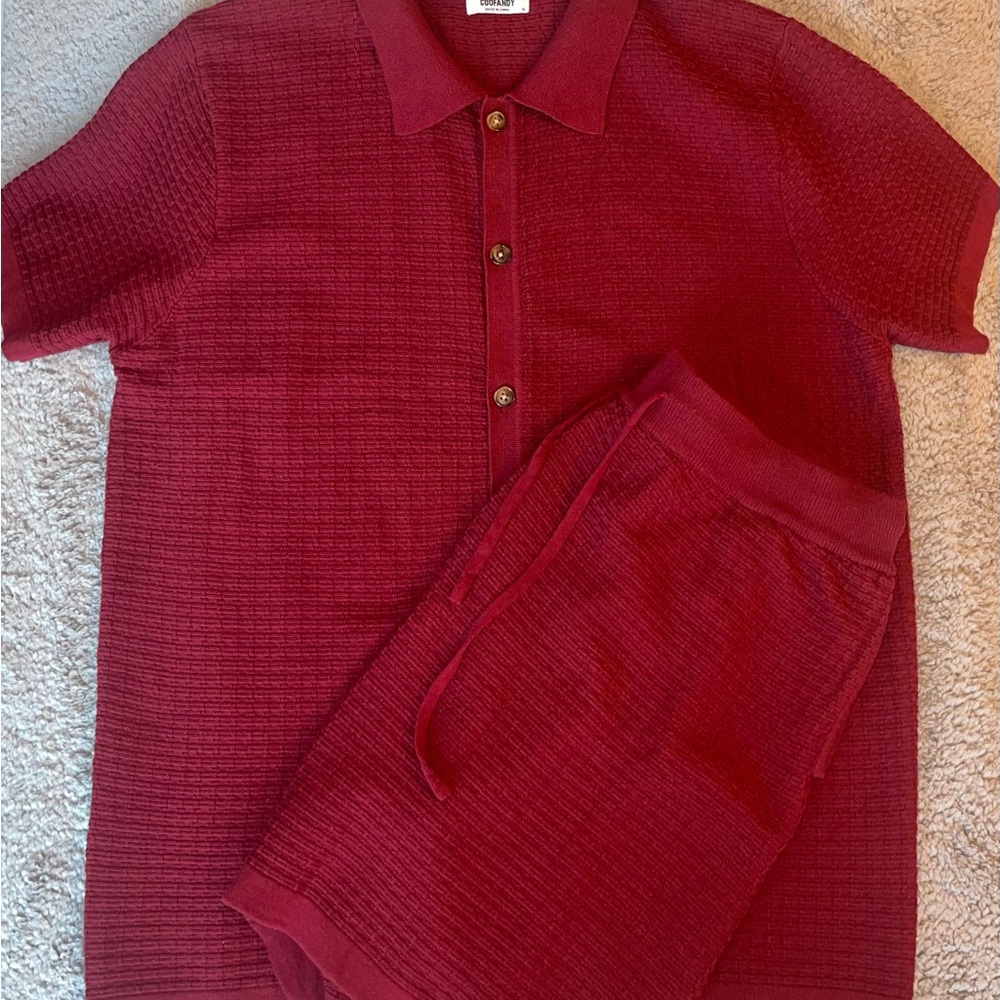 Men's Burgundy Button Stylist Set
